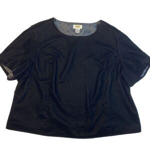 Talbots Crushed Velvet Top Black‎ Stretch Size 24W Elegant Classy Holiday Party